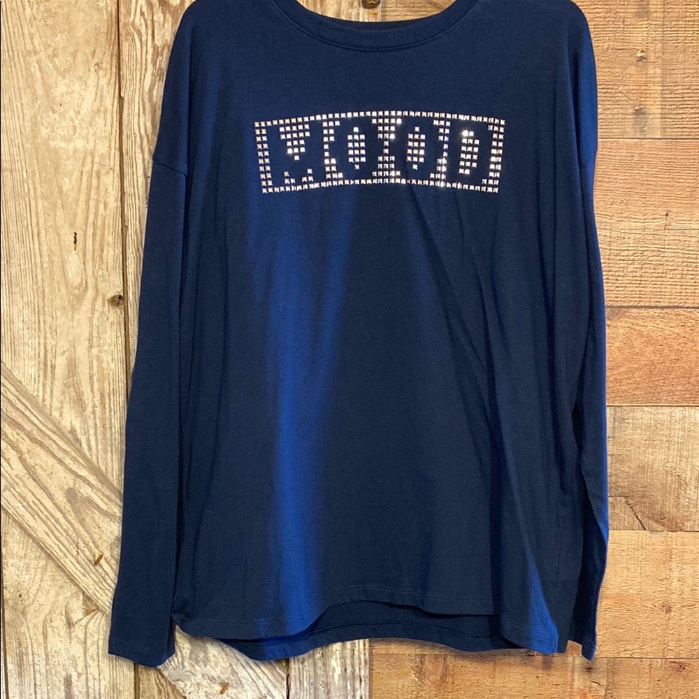 Wonder Nation Blue Long Sleeve Tee with Textured Mood Design
